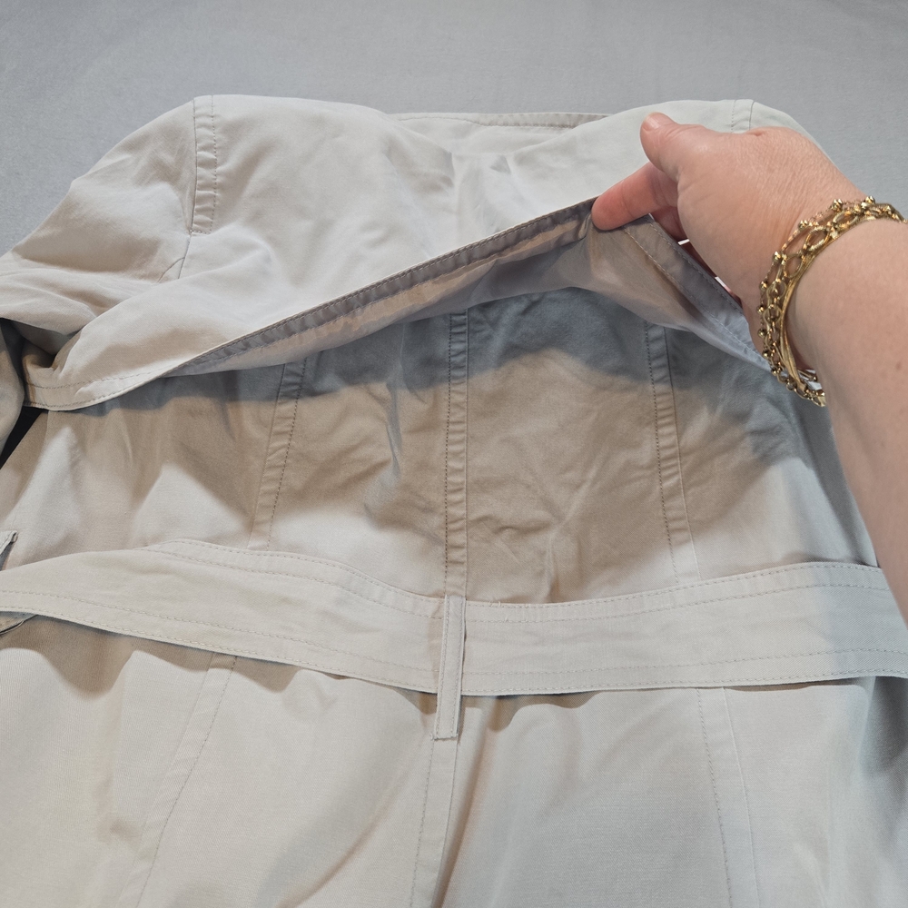 Banana Republic Trench Coat Women S Beige Lyocell Cotton Tie Belt Storm Flap - Picture 8 of 9